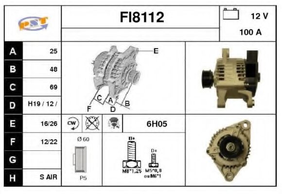 SNRA FI8112 Генератор для FIAT BRAVA (Фиат Брава) SNRA FI8112 Генератор для FIAT BRAVA (Фиат Брава)