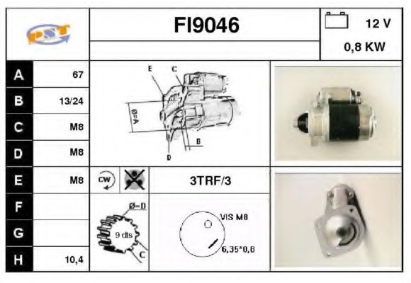 SNRA FI9046 Стартер для FIAT STRADA II (Фиат Страда 2) SNRA FI9046 Стартер для FIAT STRADA II (Фиат Страда 2)