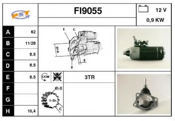SNRA FI9055 Стартер для FIAT 500 (Фиат 500) SNRA FI9055 Стартер для FIAT 500 (Фиат 500)