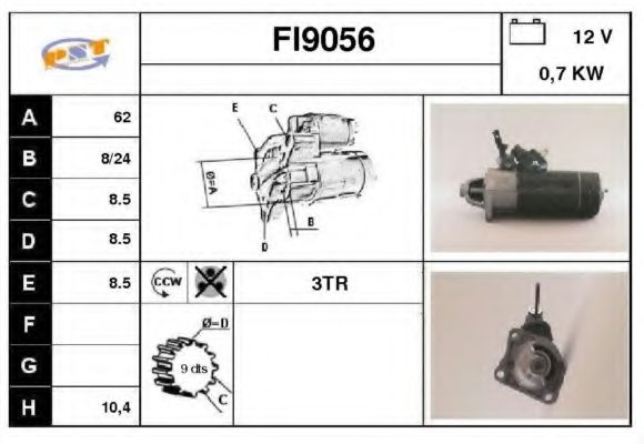 SNRA FI9056 Стартер для FIAT 500 (Фиат 500) SNRA FI9056 Стартер для FIAT 500 (Фиат 500)