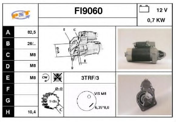 SNRA FI9060 Стартер для FIAT SUPERBRAVO (Фиат Супербраvо) SNRA FI9060 Стартер для FIAT SUPERBRAVO (Фиат Супербраvо)