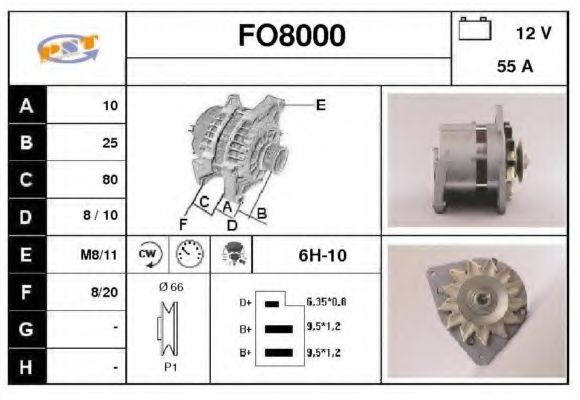SNRA FO8000 Генератор для FORD ESCORT V (Форд Эскорт 5) SNRA FO8000 Генератор для FORD ESCORT V (Форд Эскорт 5)