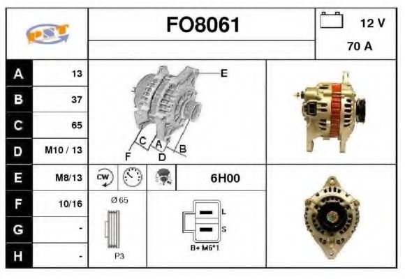 SNRA FO8061 Генератор для MAZDA 626 III (Мазда 626 3) SNRA FO8061 Генератор для MAZDA 626 III (Мазда 626 3)
