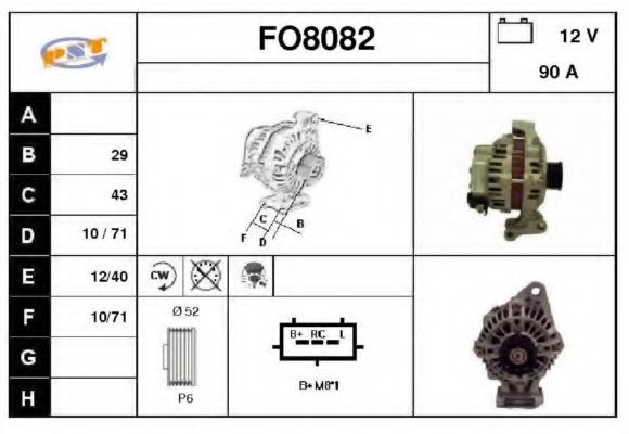 SNRA FO8082 Генератор для FORD FIESTA V (Форд Фиеста 5) SNRA FO8082 Генератор для FORD FIESTA V (Форд Фиеста 5)