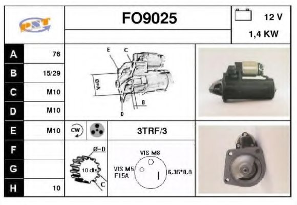 SNRA FO9025 Стартер для FORD ORION II (Форд Орион 2) SNRA FO9025 Стартер для FORD ORION II (Форд Орион 2)
