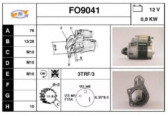 SNRA FO9041 Стартер для FORD FIESTA (Форд Фиэста) SNRA FO9041 Стартер для FORD FIESTA (Форд Фиэста)