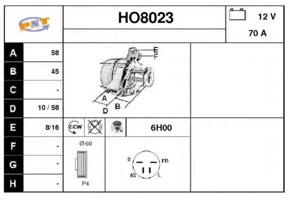 SNRA HO8023 Генератор для HONDA CIVIC V (Хонда Цивик 5) SNRA HO8023 Генератор для HONDA CIVIC V (Хонда Цивик 5)