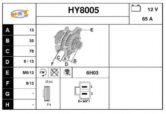 SNRA HY8005 Генератор для HYUNDAI SONATA III (Хендай Соната 3) SNRA HY8005 Генератор для HYUNDAI SONATA III (Хендай Соната 3)