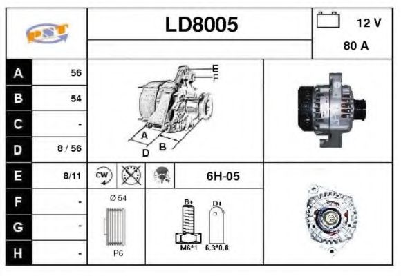 SNRA LD8005 Генератор для LADA 111 (Лада 111) SNRA LD8005 Генератор для LADA 111 (Лада 111)