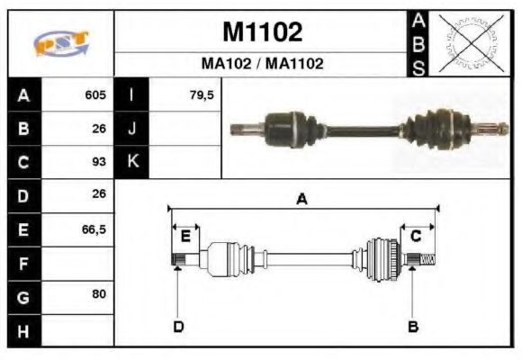 SNRA M1102 Приводной вал для MAZDA 626 II (Мазда 626 2) SNRA M1102 Приводной вал для MAZDA 626 II (Мазда 626 2)