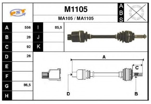 SNRA M1105 Приводной вал для MAZDA 626 III (Мазда 626 3) SNRA M1105 Приводной вал для MAZDA 626 III (Мазда 626 3)