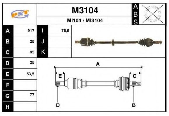SNRA M3104 Приводной вал для MITSUBISHI COLT II (Митсубиши/митсубиси Cолт 2) SNRA M3104 Приводной вал для MITSUBISHI COLT II (Митсубиши/митсубиси Cолт 2)