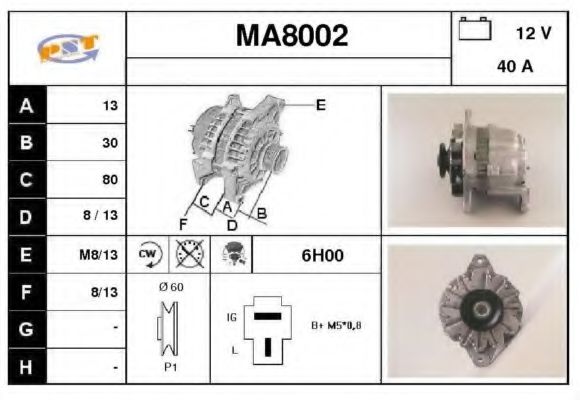 SNRA MA8002 Генератор для MITSUBISHI MONTERO (Митсубиши/митсубиси Монтэро) SNRA MA8002 Генератор для MITSUBISHI MONTERO (Митсубиши/митсубиси Монтэро)