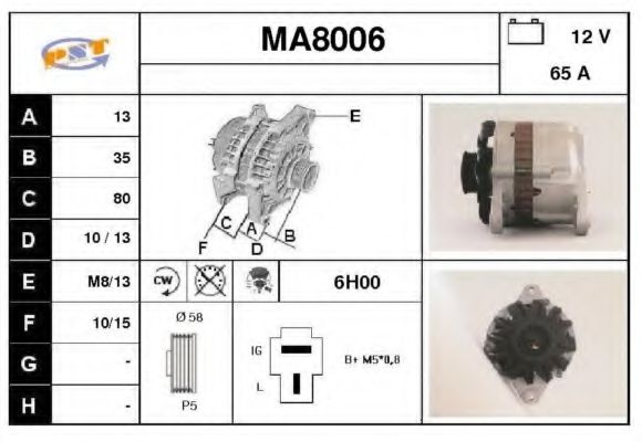 SNRA MA8006 Генератор для MAZDA 626 II (Мазда 626 2) SNRA MA8006 Генератор для MAZDA 626 II (Мазда 626 2)