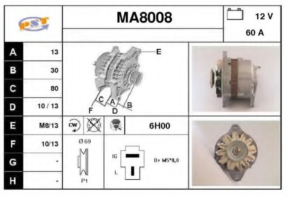 SNRA MA8008 Генератор для MAZDA 626 III (Мазда 626 3) SNRA MA8008 Генератор для MAZDA 626 III (Мазда 626 3)