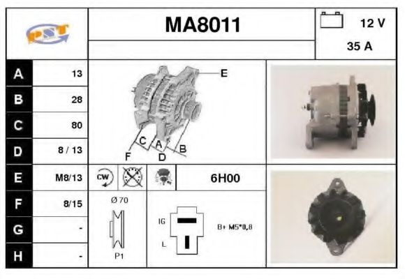 SNRA MA8011 Генератор для MITSUBISHI GALANT II (Митсубиши/митсубиси Галант 2) SNRA MA8011 Генератор для MITSUBISHI GALANT II (Митсубиши/митсубиси Галант 2)