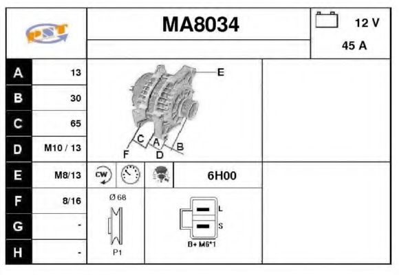 SNRA MA8034 Генератор для SUZUKI (Сузуки) SNRA MA8034 Генератор для SUZUKI (Сузуки)