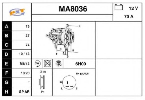 SNRA MA8036 Генератор для NISSAN PULSAR VI (Ниссан Пулсар vи) SNRA MA8036 Генератор для NISSAN PULSAR VI (Ниссан Пулсар vи)