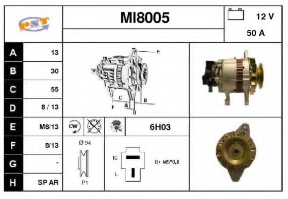 SNRA MI8005 Генератор для MITSUBISHI L200 / STORM (Митсубиши/митсубиси Л200 / сторм) SNRA MI8005 Генератор для MITSUBISHI L200 / STORM (Митсубиши/митсубиси Л200 / сторм)