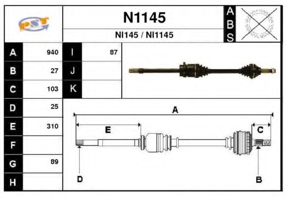 SNRA N1145 Приводной вал для NISSAN (Ниссан) SNRA N1145 Приводной вал для NISSAN (Ниссан)