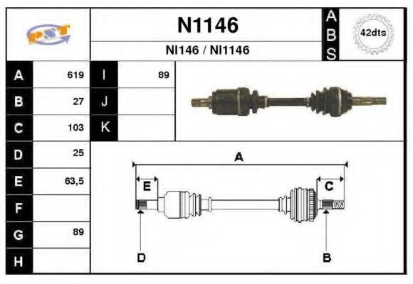 SNRA N1146 Приводной вал для NISSAN (Ниссан) SNRA N1146 Приводной вал для NISSAN (Ниссан)