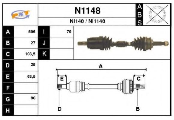 SNRA N1148 Приводной вал для NISSAN (Ниссан) SNRA N1148 Приводной вал для NISSAN (Ниссан)