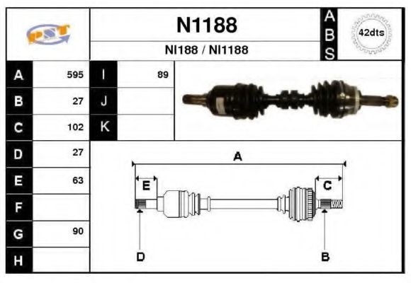 SNRA N1188 Приводной вал для NISSAN (Ниссан) SNRA N1188 Приводной вал для NISSAN (Ниссан)