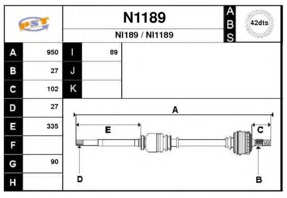 SNRA N1189 Приводной вал для NISSAN (Ниссан) SNRA N1189 Приводной вал для NISSAN (Ниссан)