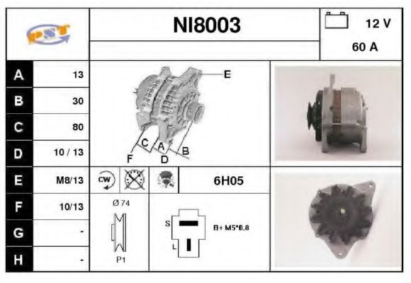 SNRA NI8003 Генератор для NISSAN (Ниссан) SNRA NI8003 Генератор для NISSAN (Ниссан)