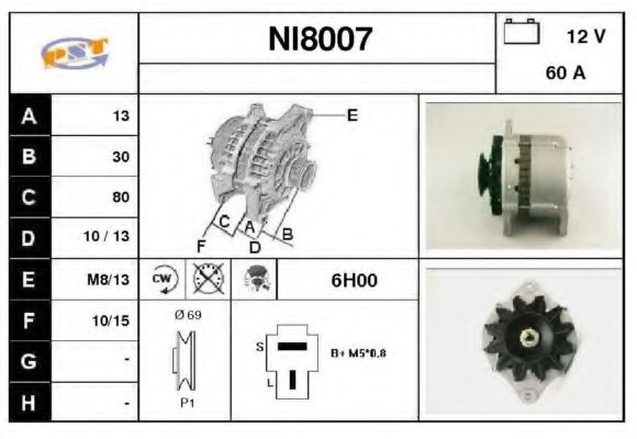 SNRA NI8007 Генератор для NISSAN (Ниссан) SNRA NI8007 Генератор для NISSAN (Ниссан)