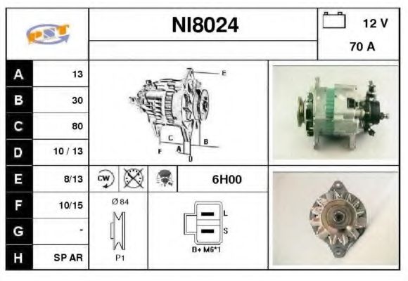 SNRA NI8024 Генератор для NISSAN PRIMERA (Ниссан Примера) SNRA NI8024 Генератор для NISSAN PRIMERA (Ниссан Примера)