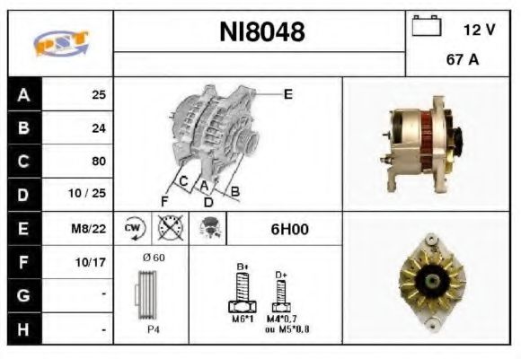 SNRA NI8048 Генератор для NISSAN PRIMERA (Ниссан Примера) SNRA NI8048 Генератор для NISSAN PRIMERA (Ниссан Примера)