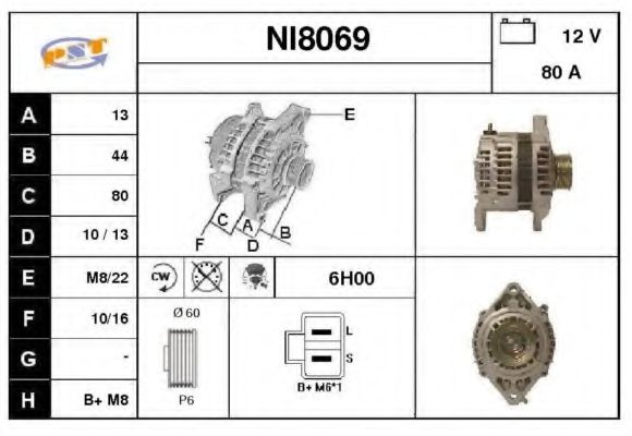 SNRA NI8069 Генератор для NISSAN (Ниссан) SNRA NI8069 Генератор для NISSAN (Ниссан)