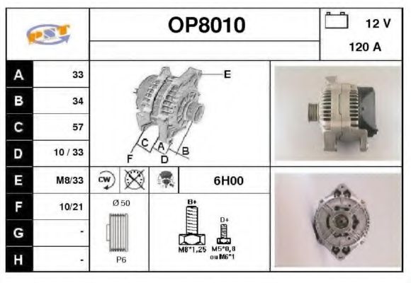 SNRA OP8010 Генератор для OPEL FRONTERA B (Опель Фронтера б) SNRA OP8010 Генератор для OPEL FRONTERA B (Опель Фронтера б)
