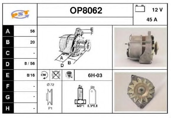 SNRA OP8062 Генератор для OPEL COMMODORE B (Опель Cоммодорэ б) SNRA OP8062 Генератор для OPEL COMMODORE B (Опель Cоммодорэ б)