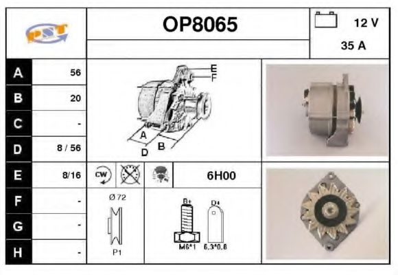 SNRA OP8065 Генератор для OPEL MANTA B CC (Опель Манта б cc) SNRA OP8065 Генератор для OPEL MANTA B CC (Опель Манта б cc)