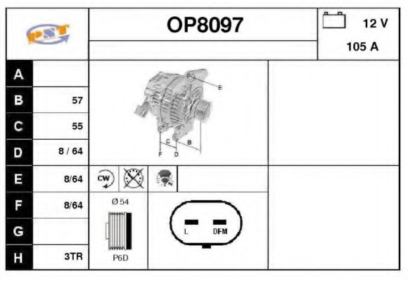 SNRA OP8097 Генератор для OPEL CORSA D (Опель Корса д) SNRA OP8097 Генератор для OPEL CORSA D (Опель Корса д)