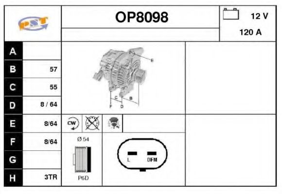 SNRA OP8098 Генератор для OPEL CORSA D (Опель Корса д) SNRA OP8098 Генератор для OPEL CORSA D (Опель Корса д)