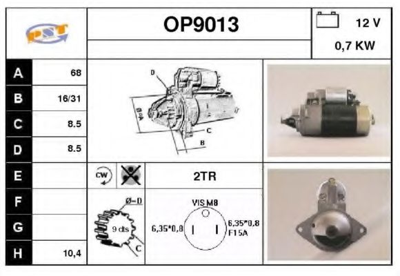 SNRA OP9013 Стартер для OPEL MANTA B CC (Опель Манта б cc) SNRA OP9013 Стартер для OPEL MANTA B CC (Опель Манта б cc)