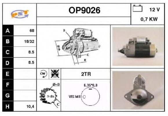 SNRA OP9026 Стартер для OPEL CORSA A (Опель Cорса а) SNRA OP9026 Стартер для OPEL CORSA A (Опель Cорса а)
