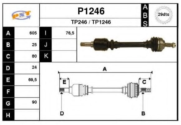 SNRA P1246 Приводной вал для PEUGEOT 405 II (Пежо 405 2) SNRA P1246 Приводной вал для PEUGEOT 405 II (Пежо 405 2)