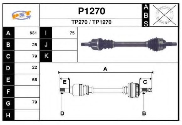 SNRA P1270 Приводной вал для PEUGEOT (Пежо) SNRA P1270 Приводной вал для PEUGEOT (Пежо)
