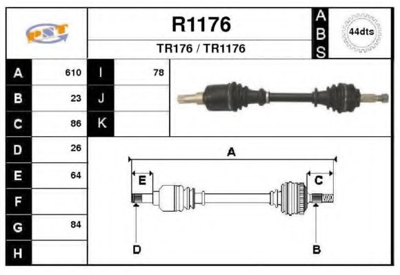 SNRA R1176 Приводной вал для RENAULT (Рено) SNRA R1176 Приводной вал для RENAULT (Рено)
