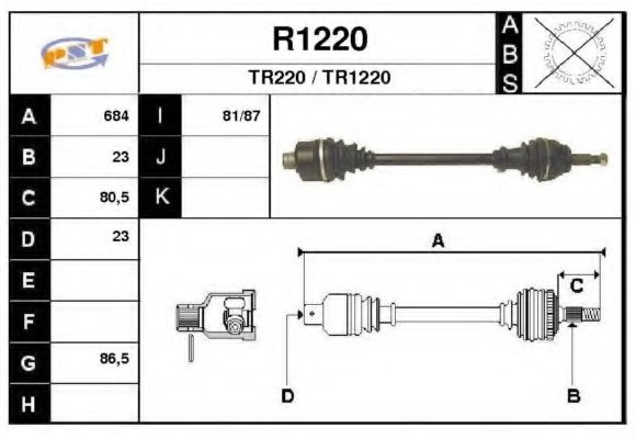 SNRA R1220 Приводной вал для RENAULT FUEGO (Рено Фуэго) SNRA R1220 Приводной вал для RENAULT FUEGO (Рено Фуэго)