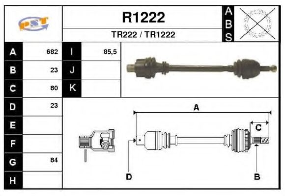 SNRA R1222 Приводной вал для RENAULT FUEGO (Рено Фуэго) SNRA R1222 Приводной вал для RENAULT FUEGO (Рено Фуэго)