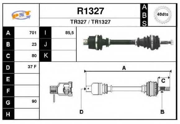 SNRA R1327 Приводной вал для RENAULT (Рено) SNRA R1327 Приводной вал для RENAULT (Рено)