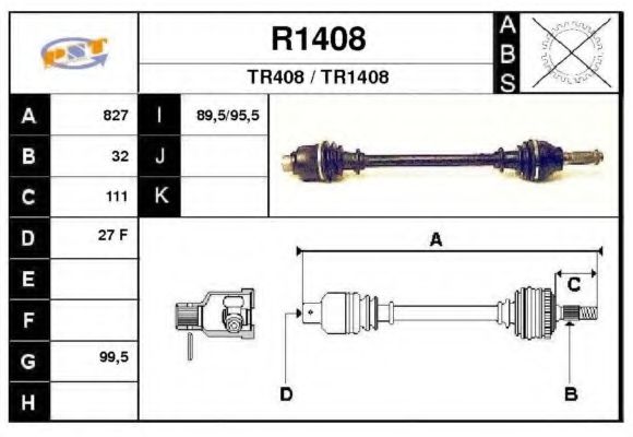 SNRA R1408 Приводной вал для RENAULT MASTER I (Рено Мастэр и) SNRA R1408 Приводной вал для RENAULT MASTER I (Рено Мастэр и)
