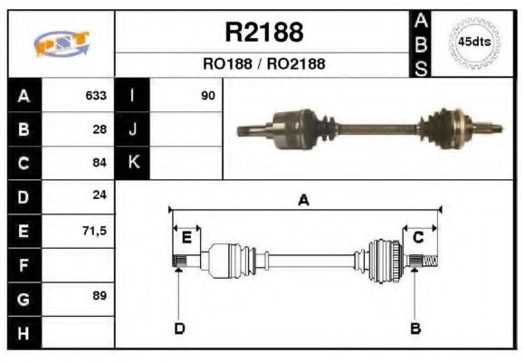 SNRA R2188 Приводной вал для ROVER (Ровер) SNRA R2188 Приводной вал для ROVER (Ровер)