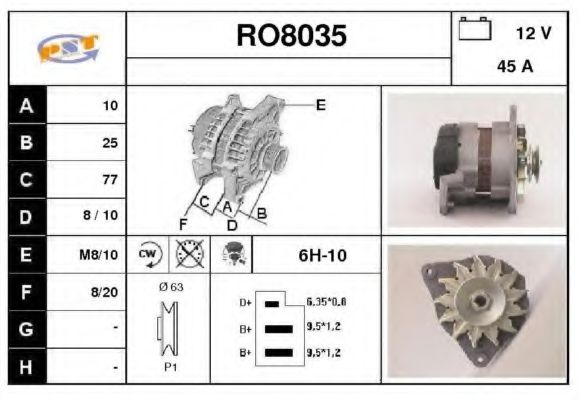 SNRA RO8035 Генератор для ROVER 2000-3500 (Ровер 2000-3500) SNRA RO8035 Генератор для ROVER 2000-3500 (Ровер 2000-3500)