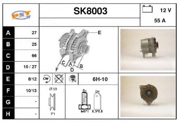 SNRA SK8003 Генератор для SKODA (Шкода) SNRA SK8003 Генератор для SKODA (Шкода)